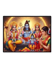 Shiva Parivar Laminated Photo - 11x13 Inches, Divine Blessings For Home & Office And Temple Decoration (F16058)
