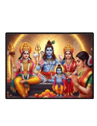 Shiva Parivar Laminated Photo - 9x11 Inches, Divine Blessings For Home & Office And Temple Decoration (F16058)