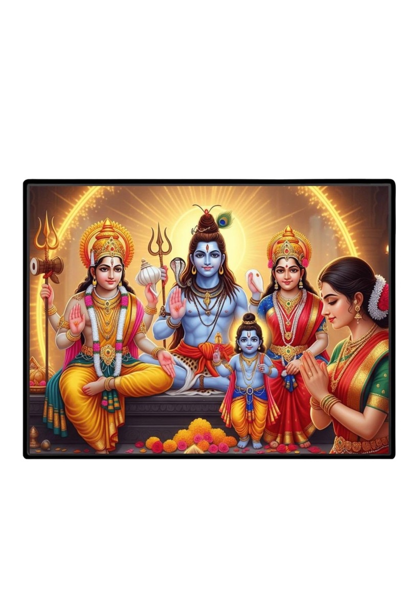 Shiva Parivar Laminated Photo - 7x9 Inches, Divine Blessings For Home & Office And Temple Decoration (F16058)