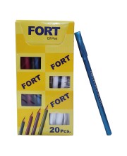 HiTechMart Fort Df Pen | Tip size -0.5 mm, Ball Pen Box Pack | Slim & Multi Color Body Pens Easy to hold | Pack of 1, P-20, INK Colour - Blue | Smooth Writing use for Study, Office Work