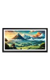Nature Landscape Floating Frame Scenery Digital Print - (I5620) - 24x48 inch Modern Nature Wall Art for Living Room, Bedroom, Office, Hotels, Drawing Room