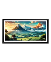 Nature Landscape Floating Frame Scenery Digital Print - (I5620) - 12x24 inch Modern Nature Wall Art for Living Room, Bedroom, Office, Hotels, Drawing Room