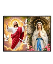 Jesus Christ - Our Lady Of Rosary Laminated Photo - 5x7 Inches, Divine Blessings For Home & Office And Temple Decoration (F16283)