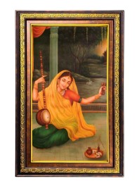 Meera Bhai Digital Golden Balck Color Photo Frame | Hindu Religious Wall Decor | 12x18 Inches - Inspirational Wall Art For Office, Home Decor - Ideal Spiritual Gift (F16526)