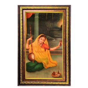 Meera Bhai Digital Golden Balck Color Photo Frame | Hindu Religious Wall Decor | 16x22 Inches - Inspirational Wall Art For Office, Home Decor - Ideal Spiritual Gift (F16526)