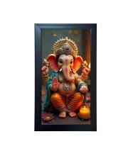 Lord Ganesh Murti Religious Art Photo Frame – Acrylic Wall Decor for Home, Office & Temple (39.5 x 24.3 cm)