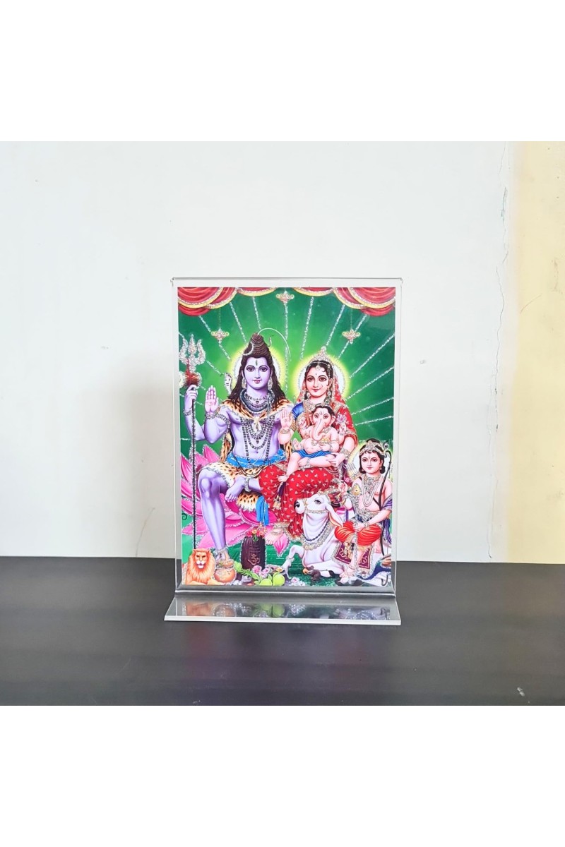 HiTechMart Shiv Pariwar Acrylic Photo Frame, Hindu God Idol Picture for Home, Office and Mandir, Decorative Frame for Pooja and Gifting