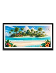 Nature Landscape Floating Frame Scenery Digital Print - (I5757) - 24x48 inch Modern Nature Wall Art for Living Room, Bedroom, Office, Hotels, Drawing Room