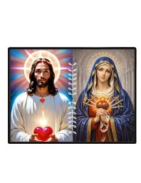 Jesus And Immaculate Heart Of Mary Laminated Photo - 13x15 Inches, Divine Blessings For Home & Office And Temple Decoration (F16192)