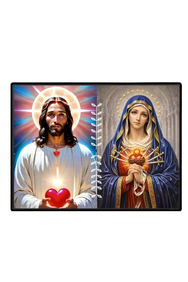 Jesus And Immaculate Heart Of Mary Laminated Photo - 13x15 Inches, Divine Blessings For Home & Office And Temple Decoration (F16192)