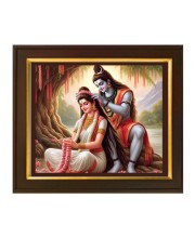 Hitech Sales | Lord Shiva and Parvathi Beautiful Photo Frame - Framed Wall Art for Home Decoration, Pooja Room, Gifting - Size: 10x12 inch.