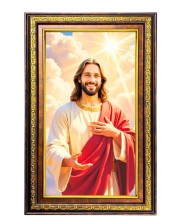 Lord Jesus Digital Golden Balck Color Photo Frame | Hindu Religious Wall Decor | 10x16 Inches - Inspirational Wall Art For Office, Home Decor - Ideal Spiritual Gift (F16729)