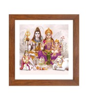 Divine Lord Shiva, Mata Parvati, Ganesh, and Kartikeya Colored Family Photo | Hindu Wall Art for Home, Temple, or Meditation Room