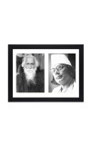 Kabiguru Rabindranath Tagore and Kazi Nazrul Islam - Two Black and White Photos in One Frame | Indian culture wall art (Wall and Tabletop, Printed Photo, 8.3 x 11.7 inches Frame, Black)