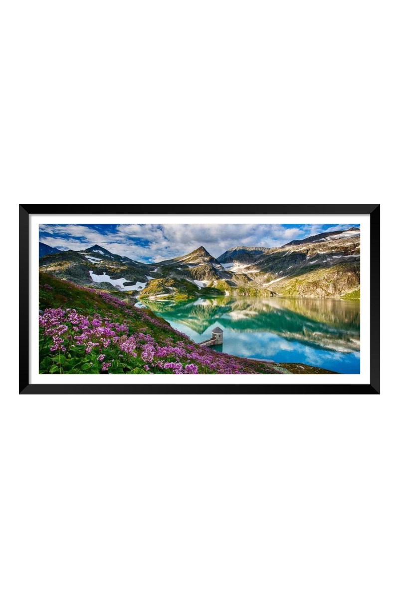 Nature Landscape Floating Frame Scenery Digital Print - (I5897) - 24x48 inch Modern Nature Wall Art for Living Room, Bedroom, Office, Hotels, Drawing Room