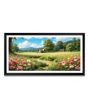 Nature Landscape Floating Frame Scenery Digital Print - (I5730) - 12x24 inch Modern Nature Wall Art for Living Room, Bedroom, Office, Hotels, Drawing Room