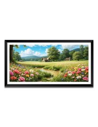 Nature Landscape Floating Frame Scenery Digital Print - (I5730) - 24x48 inch Modern Nature Wall Art for Living Room, Bedroom, Office, Hotels, Drawing Room