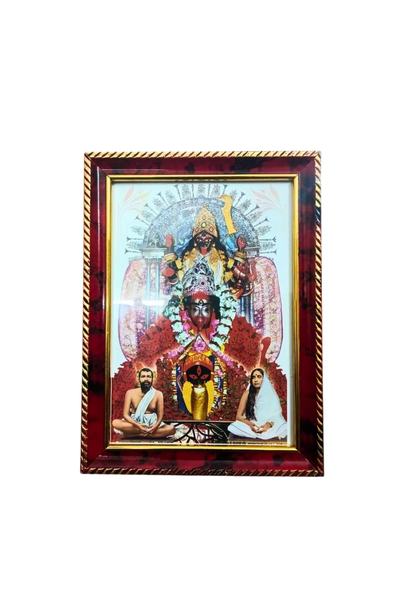 Maa Kali Religious Photo Frame with Sri Ramakrishna & Sarada Devi | Hindu Goddess Kali Wall Photo Frame for Home, Office, Puja & Mandir Decor