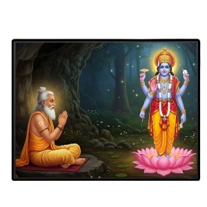 Lord Vishnu Laminated Photo - 7x9 Inches, Divine Blessings For Home & Office And Temple Decoration (F16060)