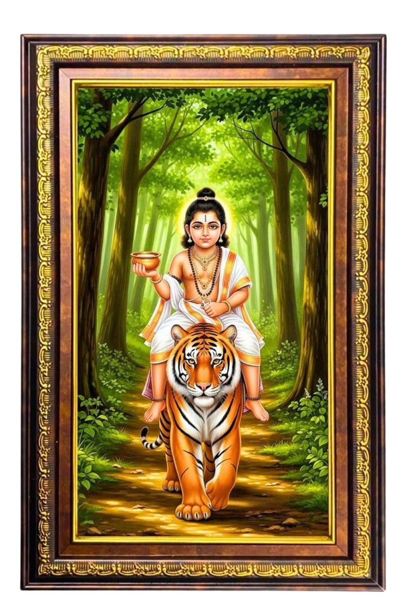 Lord Murugan Digital Golden Balck Color Photo Frame | Hindu Religious Wall Decor | 18x24 Inches - Inspirational Wall Art For Office, Home Decor - Ideal Spiritual Gift (F16638)