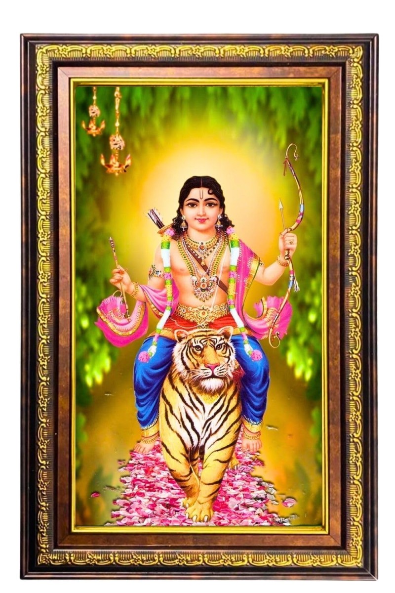 Lord Murugan Digital Golden Balck Color Photo Frame | Hindu Religious Wall Decor | 16x22 Inches - Inspirational Wall Art For Office, Home Decor - Ideal Spiritual Gift (F16727)