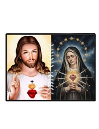 Jesus And Immaculate Heart Of Mary Laminated Photo - 5x7 Inches, Divine Blessings For Home & Office And Temple Decoration (F16182)