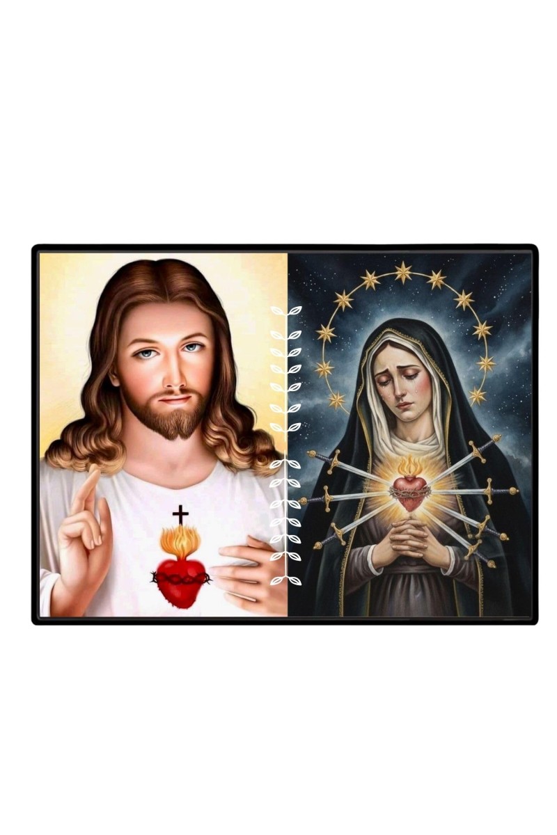 Jesus And Immaculate Heart Of Mary Laminated Photo - 13x15 Inches, Divine Blessings For Home & Office And Temple Decoration (F16182)