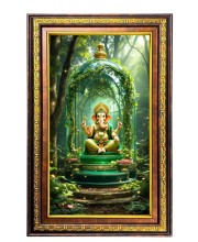 Lord Ganesha Digital Golden Balck Color Photo Frame | Hindu Religious Wall Decor | 10x16 Inches - Inspirational Wall Art For Office, Home Decor - Ideal Spiritual Gift (F16581)