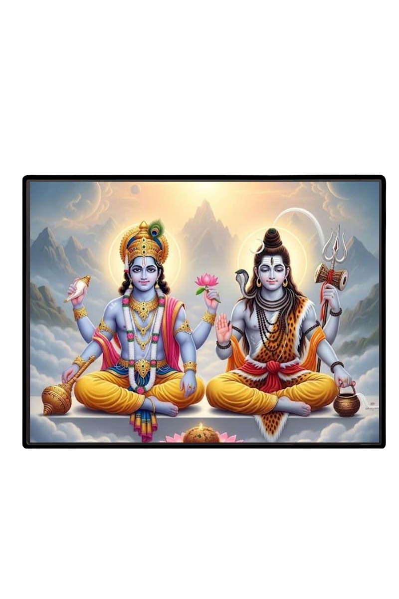 Lord Vishnu Shankar Laminated Photo - 7x9 Inches, Divine Blessings For Home & Office And Temple Decoration (F16059)