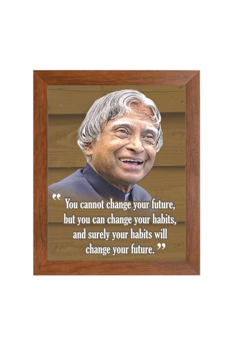 A P J Abdul Kalam & Famous Quote Brown Frame, 10x14InchesInspirational Wall Art for Office, Home DecorIdeal Spiritual Gift