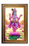 Lord Krishna Digital Golden Balck Color Photo Frame | Hindu Religious Wall Decor | 18x24 Inches - Inspirational Wall Art For Office, Home Decor - Ideal Spiritual Gift (F16685)