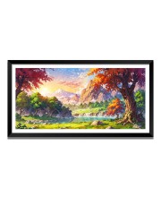 Nature Landscape Floating Frame Scenery Digital Print - (I5617) - 12x24 inch Modern Nature Wall Art for Living Room, Bedroom, Office, Hotels, Drawing Room