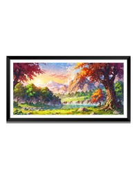 Nature Landscape Floating Frame Scenery Digital Print - (I5617) - 24x48 inch Modern Nature Wall Art for Living Room, Bedroom, Office, Hotels, Drawing Room