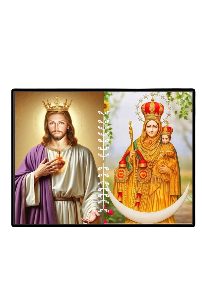 Jesus Lady Of Velankanni Laminated Photo - 7x9 Inches, Divine Blessings For Home & Office And Temple Decoration (F16203)