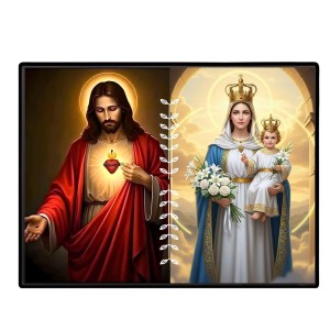 Jesus Christ - Mother Mary Laminated Photo - 5x7 Inches, Divine Blessings For Home & Office And Temple Decoration (F16255)