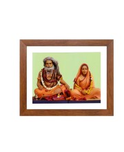 Divine Sadguru Sri Sri Bijay Krishna Goswami with Wife Yogmaya Colored Photo | Spiritual Wall Art for Home | Ideal Gift for Devotees