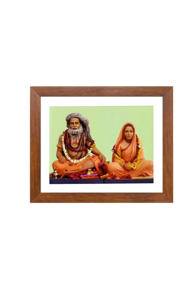 Divine Sadguru Sri Sri Bijay Krishna Goswami with Wife Yogmaya Colored Photo | Spiritual Wall Art for Home | Ideal Gift for Devotees
