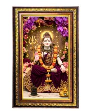 Lord Shiva Digital Golden Balck Color Photo Frame | Hindu Religious Wall Decor | 18x24 Inches - Inspirational Wall Art For Office, Home Decor - Ideal Spiritual Gift (F16843)