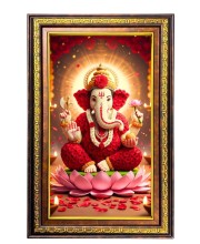 Lord Ganesha Digital Golden Balck Color Photo Frame | Hindu Religious Wall Decor | 10x16 Inches - Inspirational Wall Art For Office, Home Decor - Ideal Spiritual Gift (F16587)