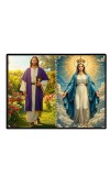 Jesus Christ - Virgin Mary Laminated Photo - 11x13 Inches, Divine Blessings For Home & Office And Temple Decoration (F16392)