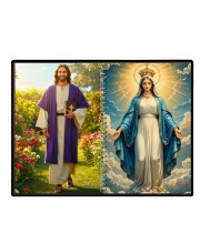 Jesus Christ - Virgin Mary Laminated Photo - 11x13 Inches, Divine Blessings For Home & Office And Temple Decoration (F16392)