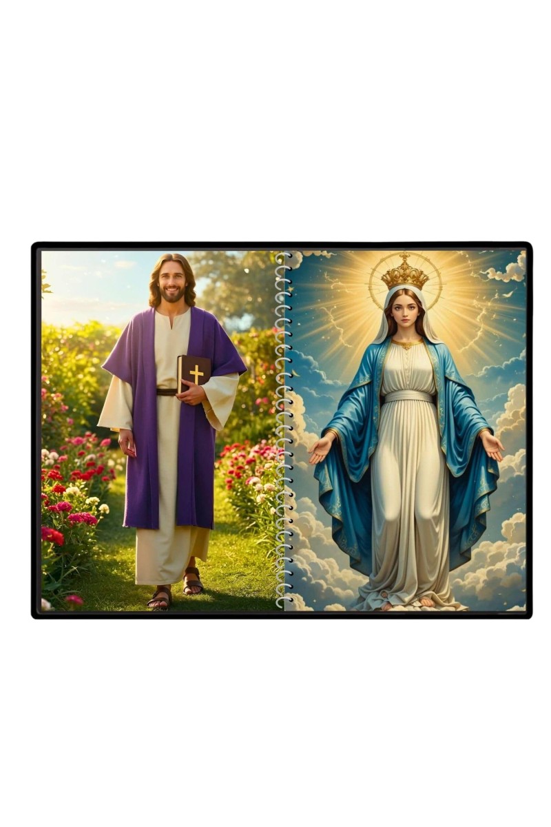 Jesus Christ - Virgin Mary Laminated Photo - 11x13 Inches, Divine Blessings For Home & Office And Temple Decoration (F16392)