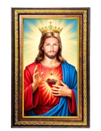 Lord Jesus Digital Golden Balck Color Photo Frame | Hindu Religious Wall Decor | 18x24 Inches - Inspirational Wall Art For Office, Home Decor - Ideal Spiritual Gift (F16744)