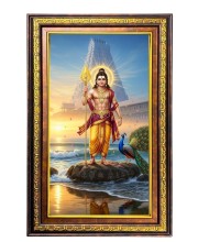 Lord Murugan Digital Golden Balck Color Photo Frame | Hindu Religious Wall Decor | 16x22 Inches - Inspirational Wall Art For Office, Home Decor - Ideal Spiritual Gift (F16467)