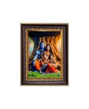 Sri Mahadev, Maa Parbati, Sri Ganesh & Sri Kartik Digital Print Photo 10.7x12.7 inches - Vibrant Religious Wall Art for Home or Office Decor.