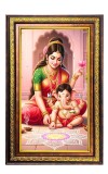 Goddess Parvathi With Ganesha Digital Golden Balck Color Photo Frame | Hindu Religious Wall Decor | 14x20 Inches - Inspirational Wall Art For Office, Home Decor - Ideal Spiritual Gift (F16881)