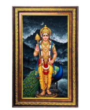 Lord Karthikeya Digital Golden Balck Color Photo Frame | Hindu Religious Wall Decor | 10x16 Inches - Inspirational Wall Art For Office, Home Decor - Ideal Spiritual Gift (F16465)