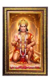 Lord Hanuman Digital Golden Balck Color Photo Frame | Hindu Religious Wall Decor | 10x16 Inches - Inspirational Wall Art For Office, Home Decor - Ideal Spiritual Gift (F16703)