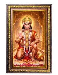 Lord Hanuman Digital Golden Balck Color Photo Frame | Hindu Religious Wall Decor | 16x22 Inches - Inspirational Wall Art For Office, Home Decor - Ideal Spiritual Gift (F16703)