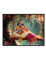 Lord RadhaKrishna Laminated Photo - 9x11 Inches, Divine Blessings For Home & Office And Temple Decoration (F16086)